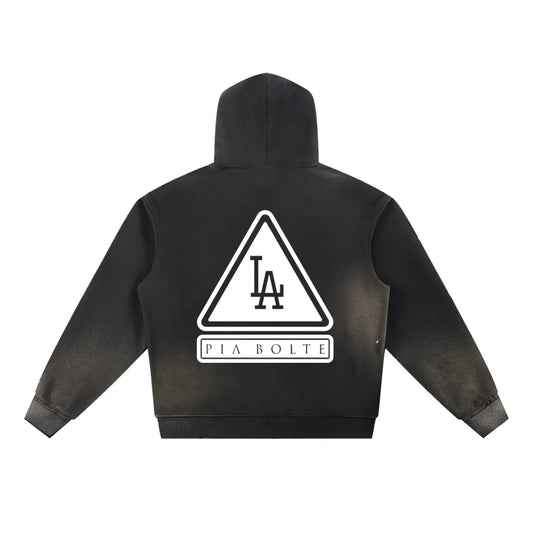 PIA BOLTE® Hoodie – Sun Fade Frayed LA Black Edition - PIA BOLTE® COUTURE