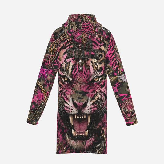 PIA BOLTE® PINK WILD TIGER ROCKSTAR SHERPA LONG JACKET