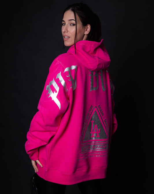 Hoodie LA pink silver
