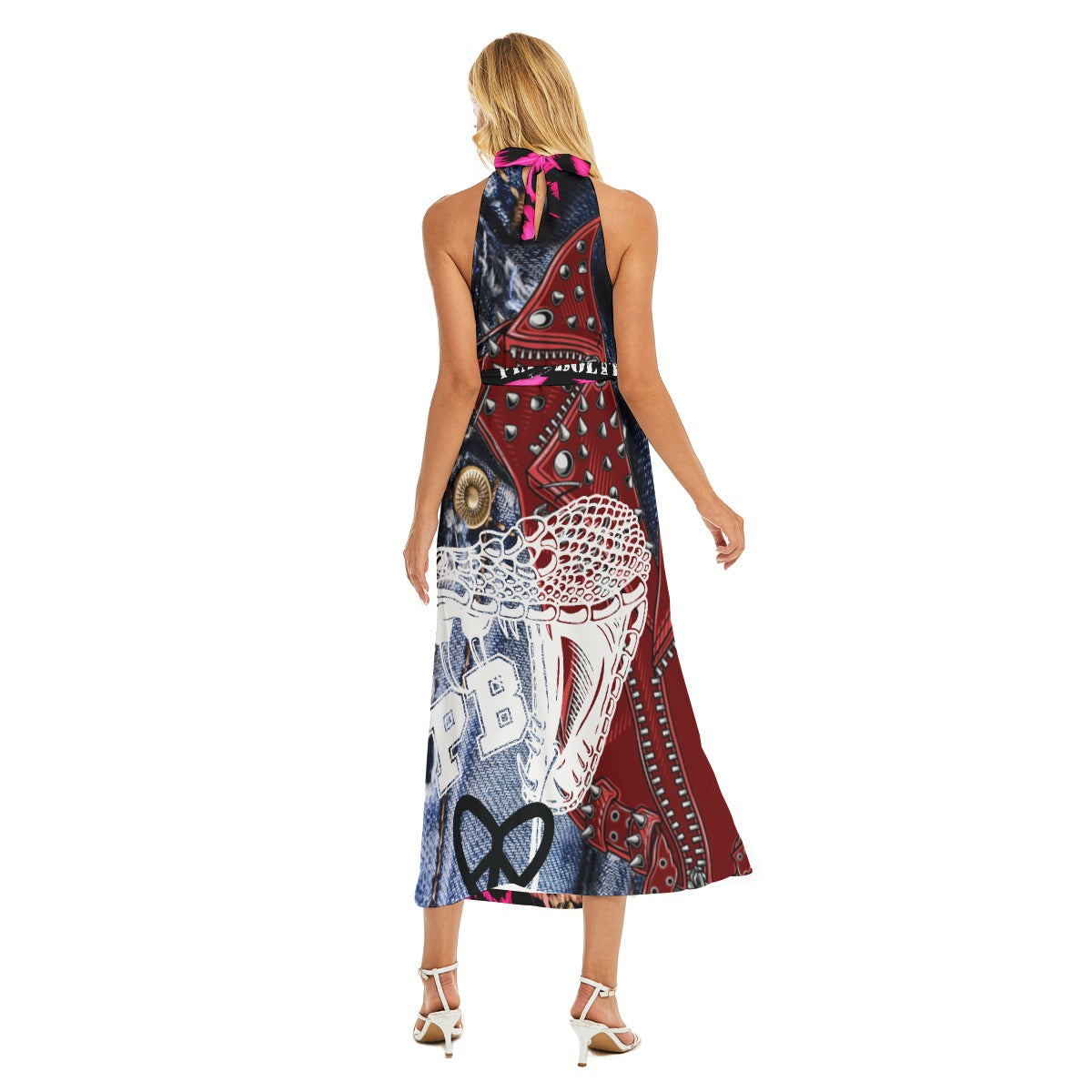 Kleid Denim Tiger von PIA BOLTE® – wildes Design mit Tiger-Print, pinkem Leo-Muster & seitlichem Schlitz