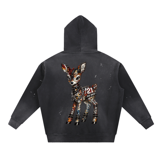 PIA BOLTE® Vintage Splatter Bambii Heavy Metal Hoodie