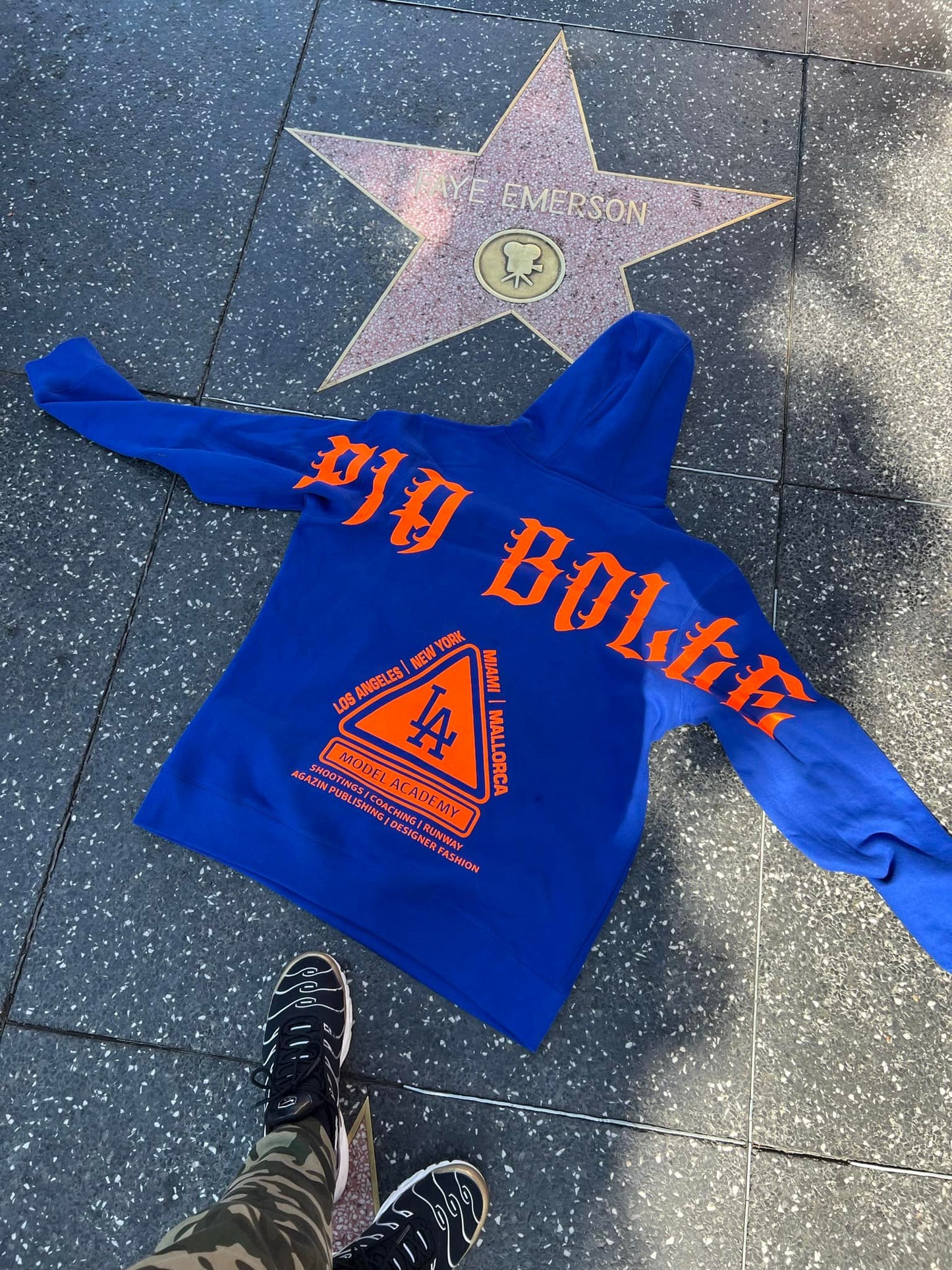 Hoodie LA royal blue neon orange