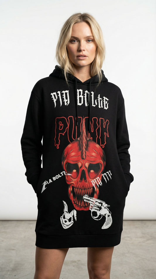 Hoodie long PUNK SKULL