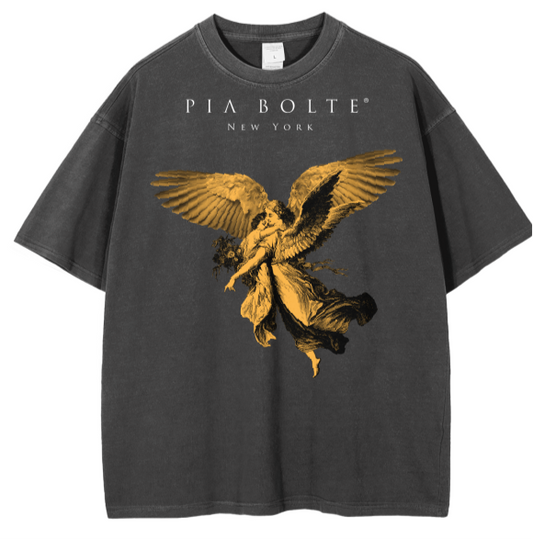 Men T-Shirt Angel dark grey (gold)