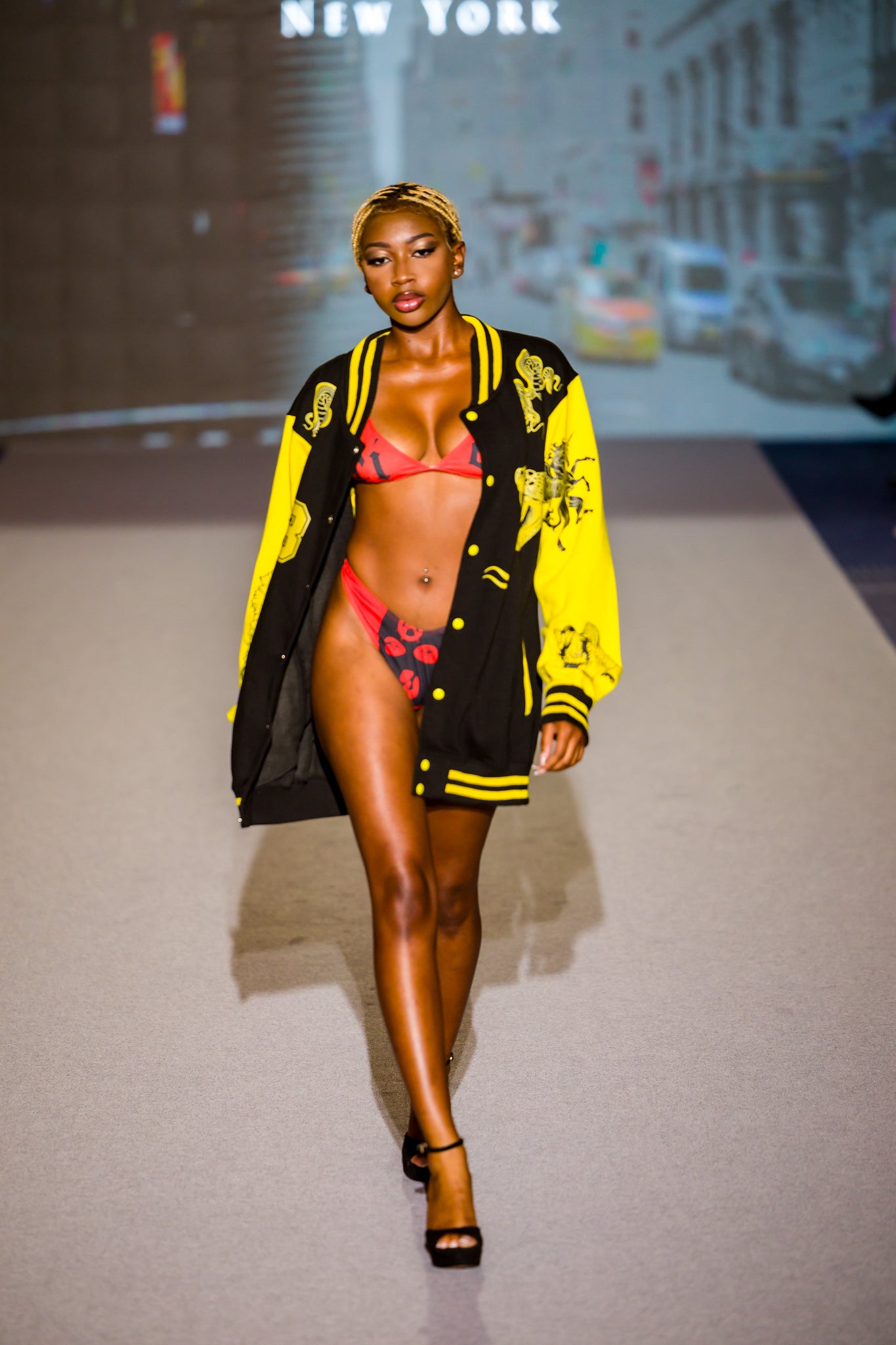 College Jacket black yellow MEN/woman