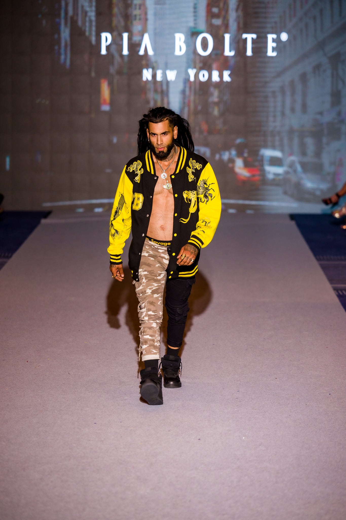 College Jacket black yellow MEN/woman