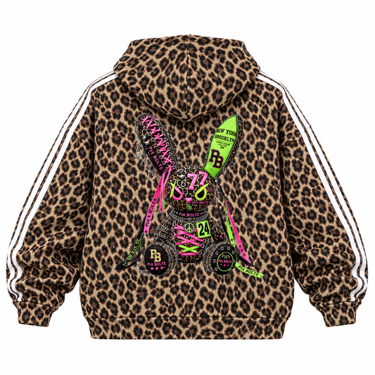 PIA BOLTE® PUNK BUNNY LEOPARD FULL ZIP HOODIE