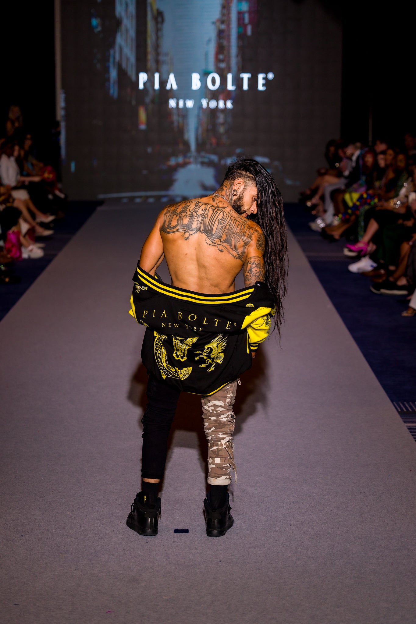 College Jacket black yellow MEN/woman