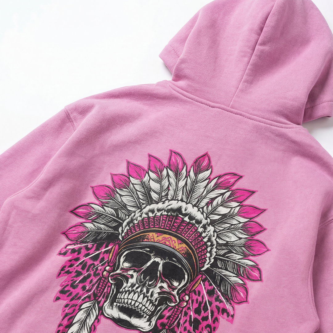 PIA BOLTE® Hoodie - pink LOVE chief indiana skull (unisex)