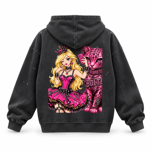 PIA BOLTE® PRINCESS & CAT DISTRESSED FLEECE HOODIE