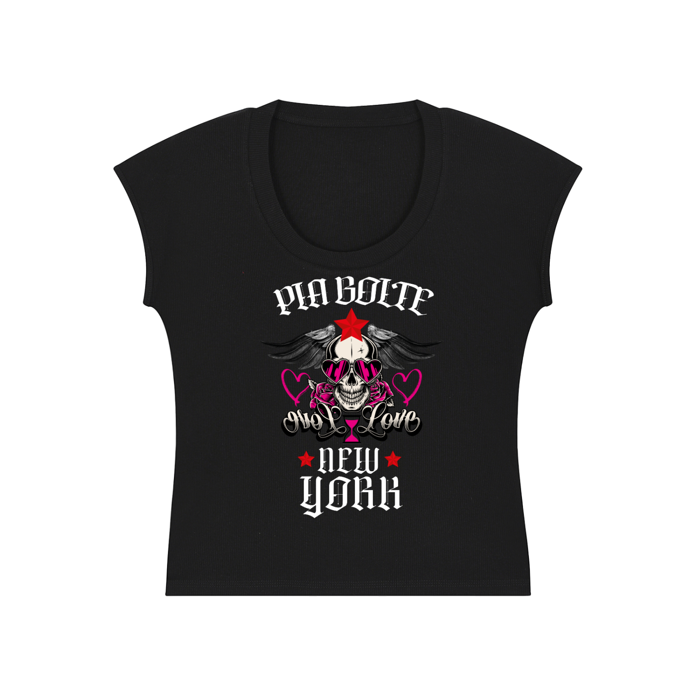 PIA BOLTE® Crop Shirt - Love Skull in schwarz