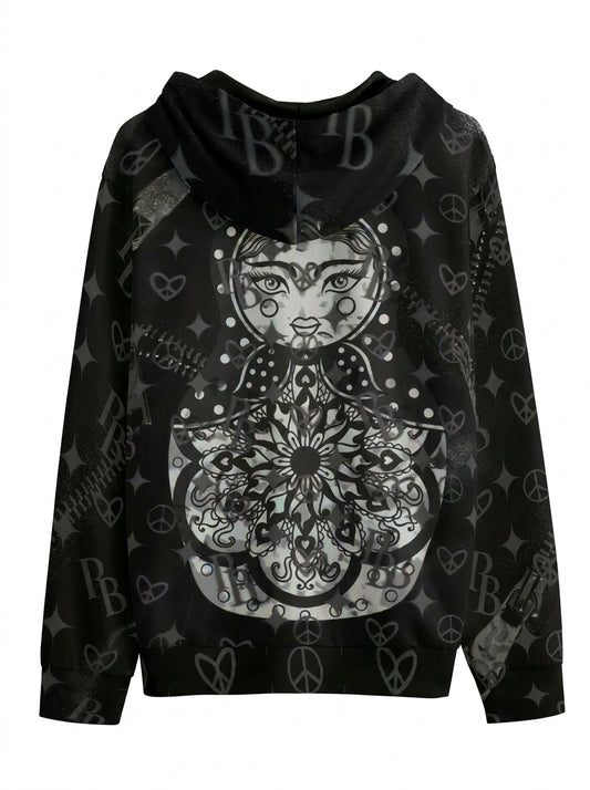 PIA BOLTE® Hoodie - Black Hologram Matroschka - PIA BOLTE® COUTURE