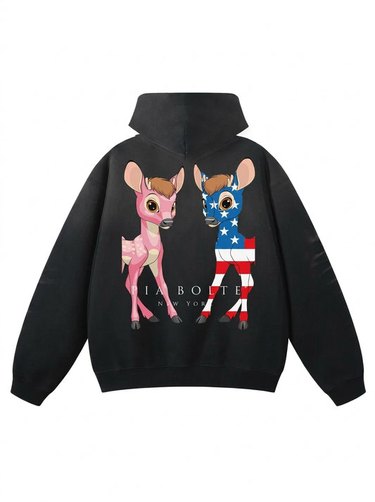 Hoodie Fleece black washed fleece bambii - PIA BOLTE® COUTURE