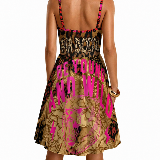 PIA BOLTE® Spaghetti Dress – Wild Gold Flow