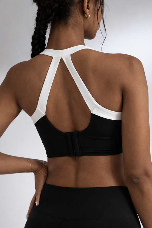 KILLERCLAW® Halter Sculpt Sports Bra – Black & White
