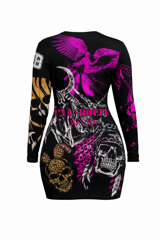 PIA BOLTE® Dark Rebel Mini Dress – Punk Skull
