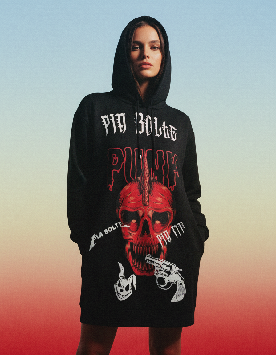 Hoodie long PUNK SKULL
