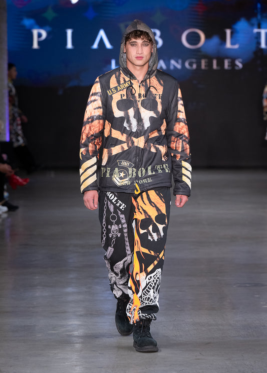 Hoodie Jacket black Tiger Skull unisex