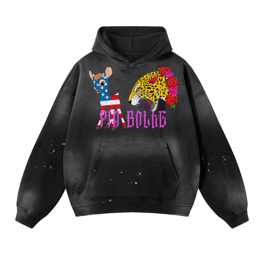 Fleece Hoodie american Bambii leopard roses ᴸᴵᴹᴵᵀᴱᴰ