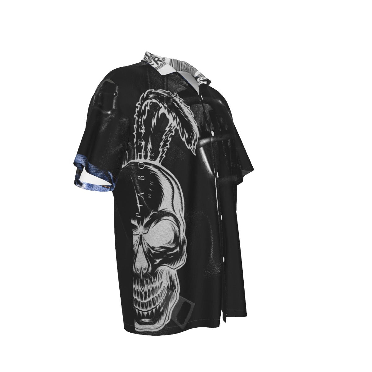 Hawaiian Shirt Men skullbunny angels black ᴸᴵᴹᴵᵀᴱᴰ