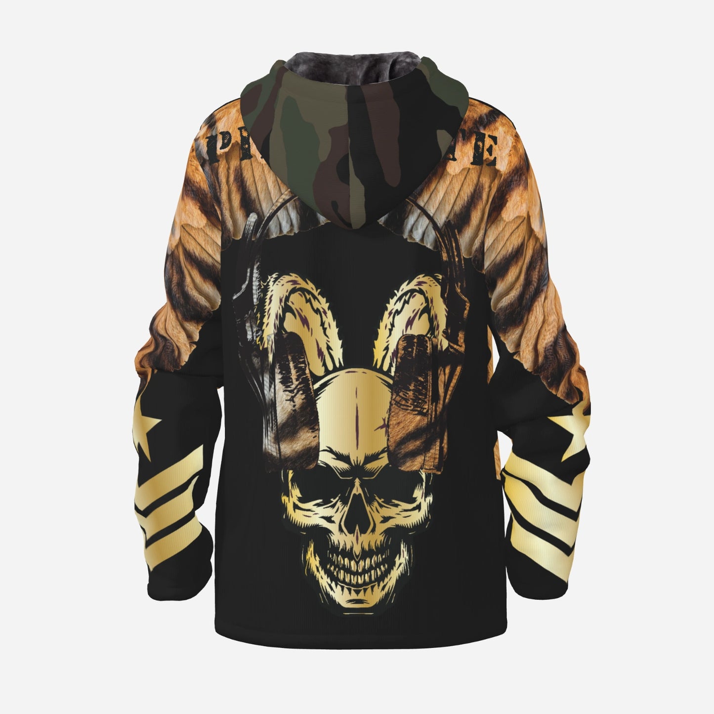 Hoodie Jacket black Tiger Skull unisex