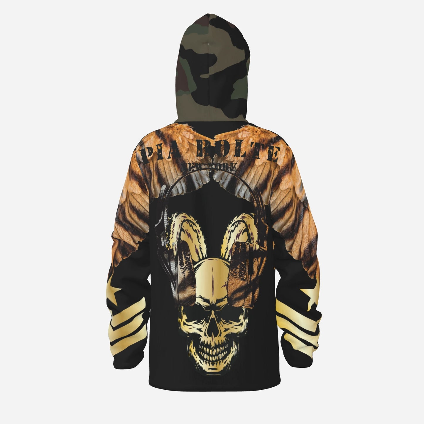 Hoodie Jacket black Tiger Skull unisex