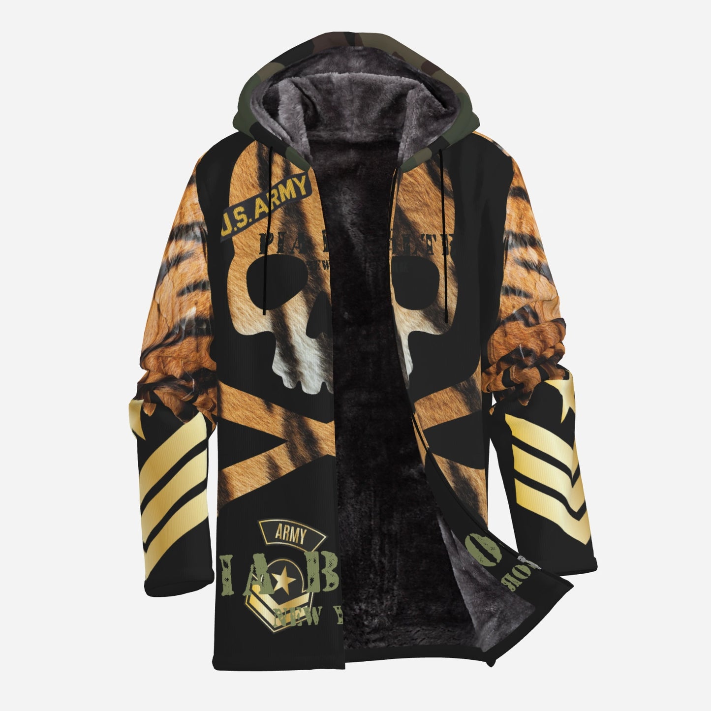 Hoodie Jacket black Tiger Skull unisex