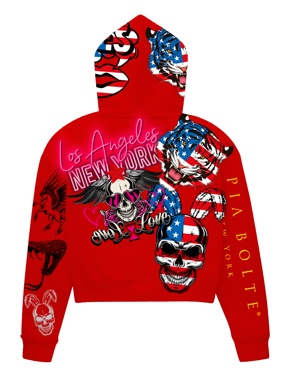 Hoodie CROP red ROCKSTAR