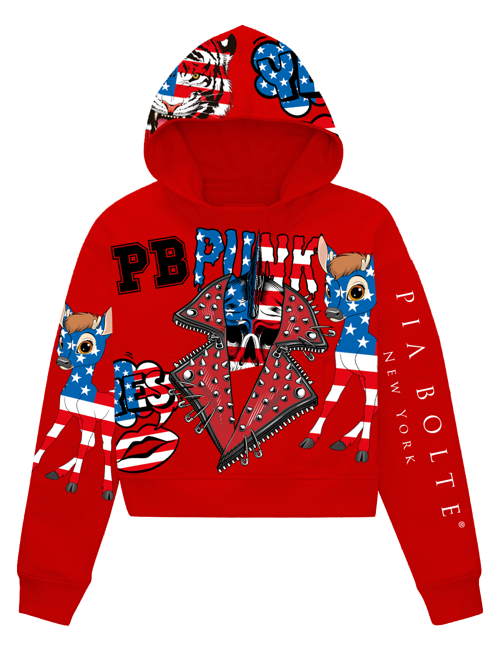Hoodie CROP red ROCKSTAR