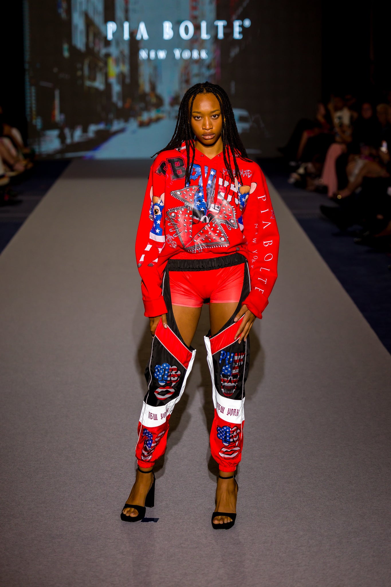 Hoodie CROP red ROCKSTAR