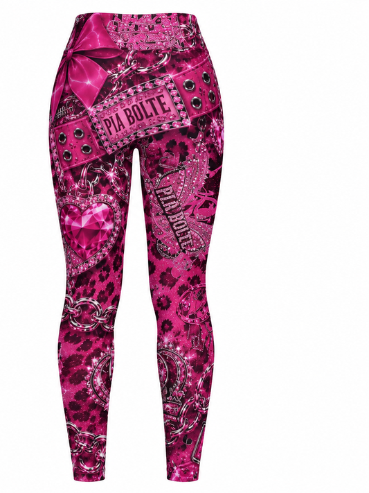 PIA BOLTE® PINK ROCKSTAR GLAM LEOPARD LEGGINGS