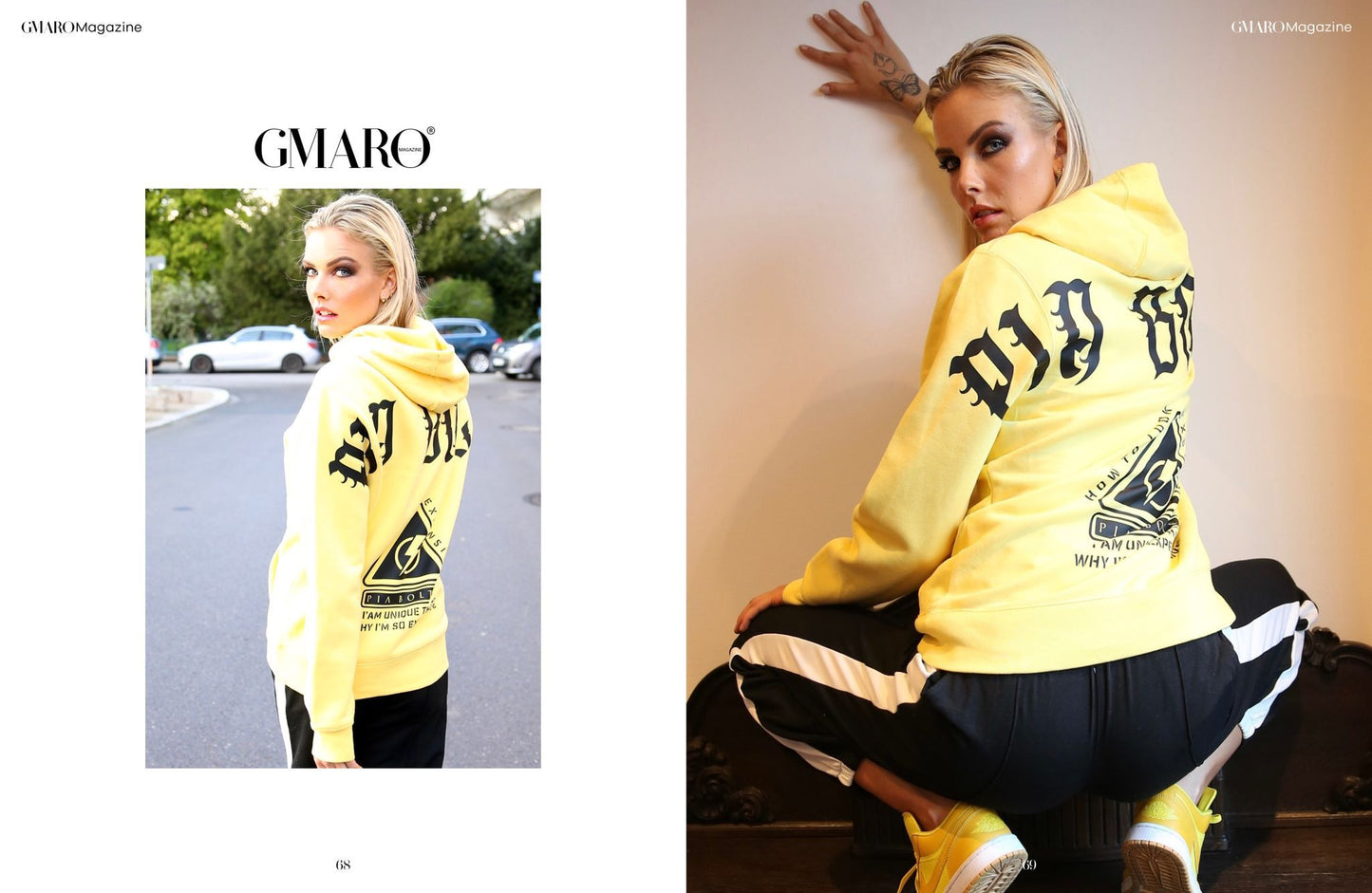 Hoodie "how to look expensive" yellow black