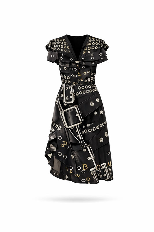 PIA BOLTE® Rebel Glam Dress – Studded Midi Look - PIA BOLTE® COUTURE