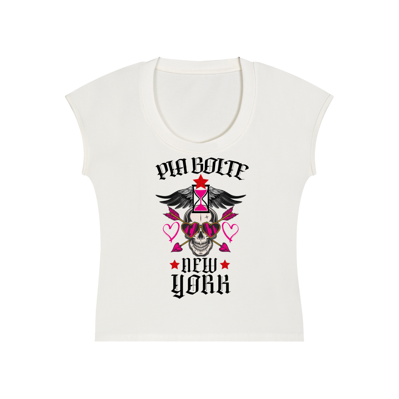 PIA BOLTE® T-Shirt - Flying Love Skull in weiß