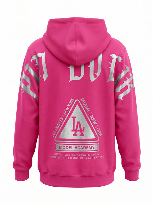 Hoodie LA pink silver