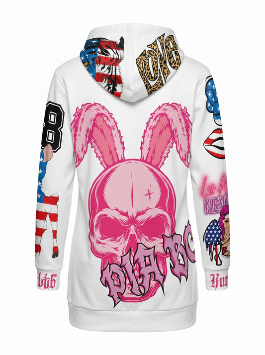 Hoodie long white FUN