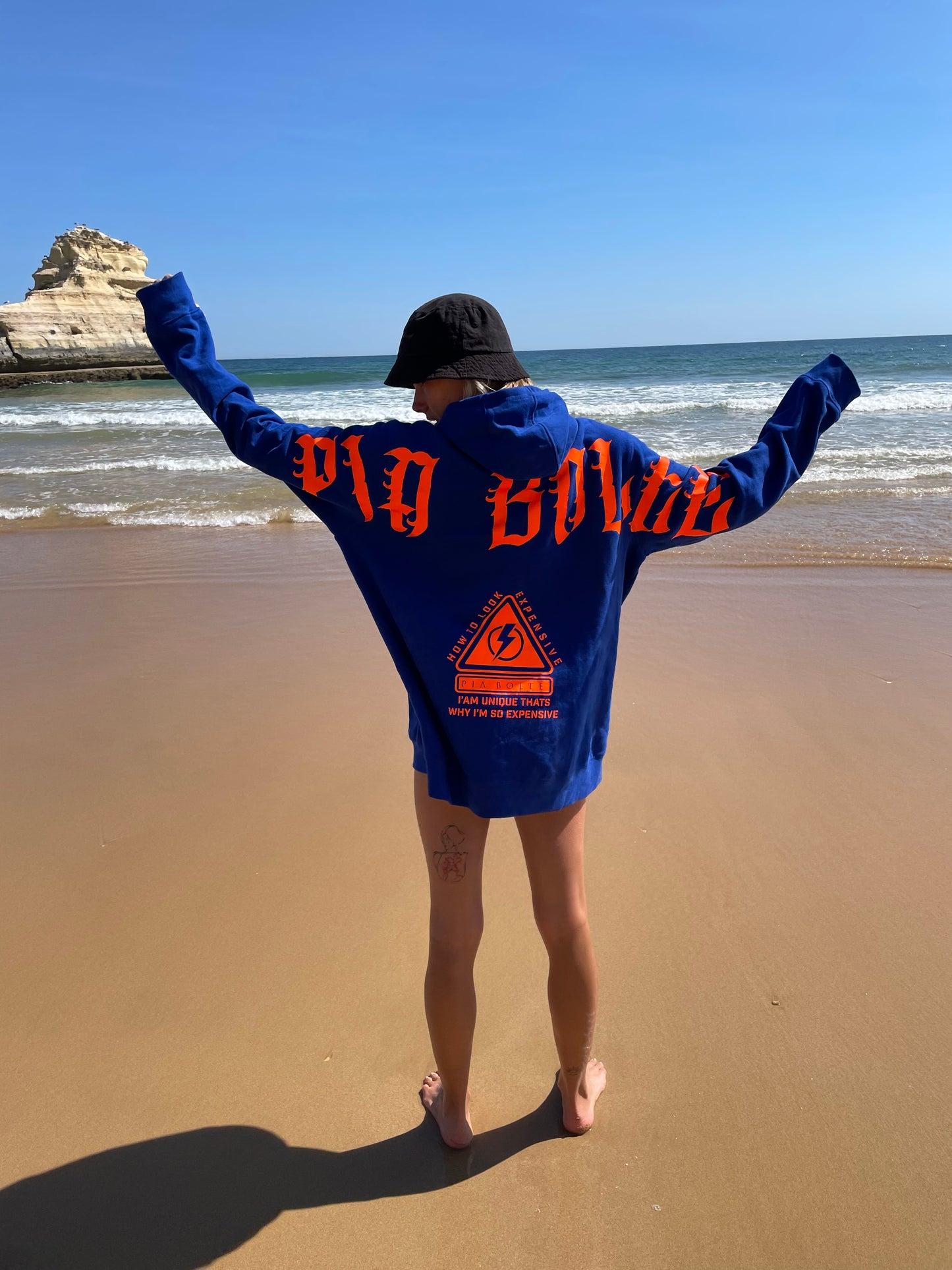 Hoodie LA royal blue neon orange