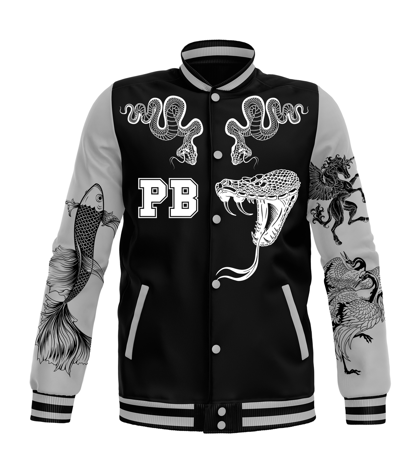 College Jacket black grey BULL Men