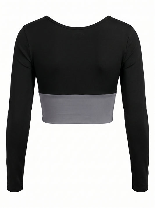 KILLERCLAW® Running Long Sleeve Crop – Black & Grey