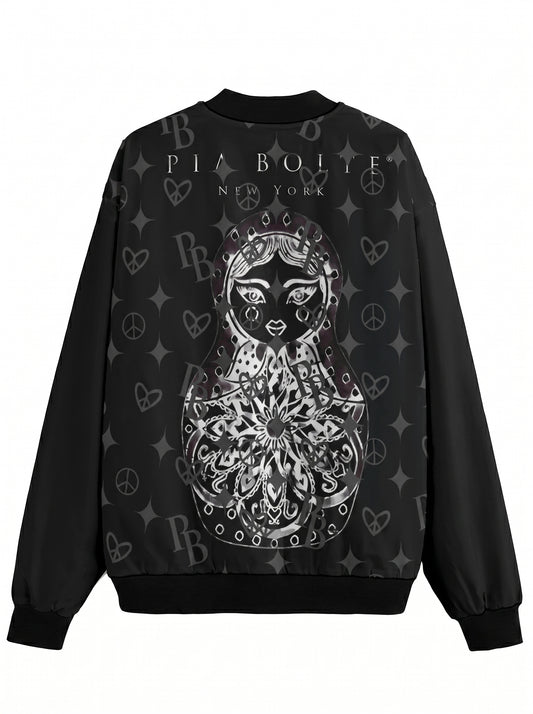 PIA BOLTE® Bomberjacke - Black & White Matroschka Style PB Hologram - PIA BOLTE® COUTURE