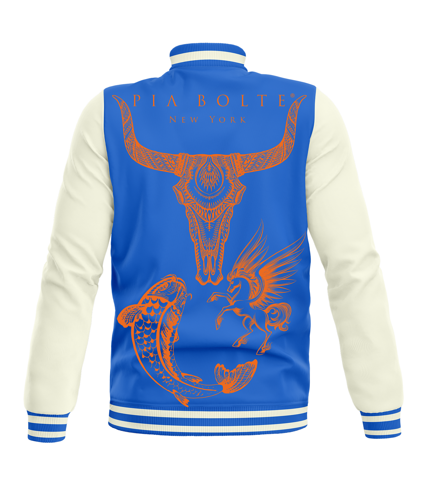 College Jacket blue white BULL woman
