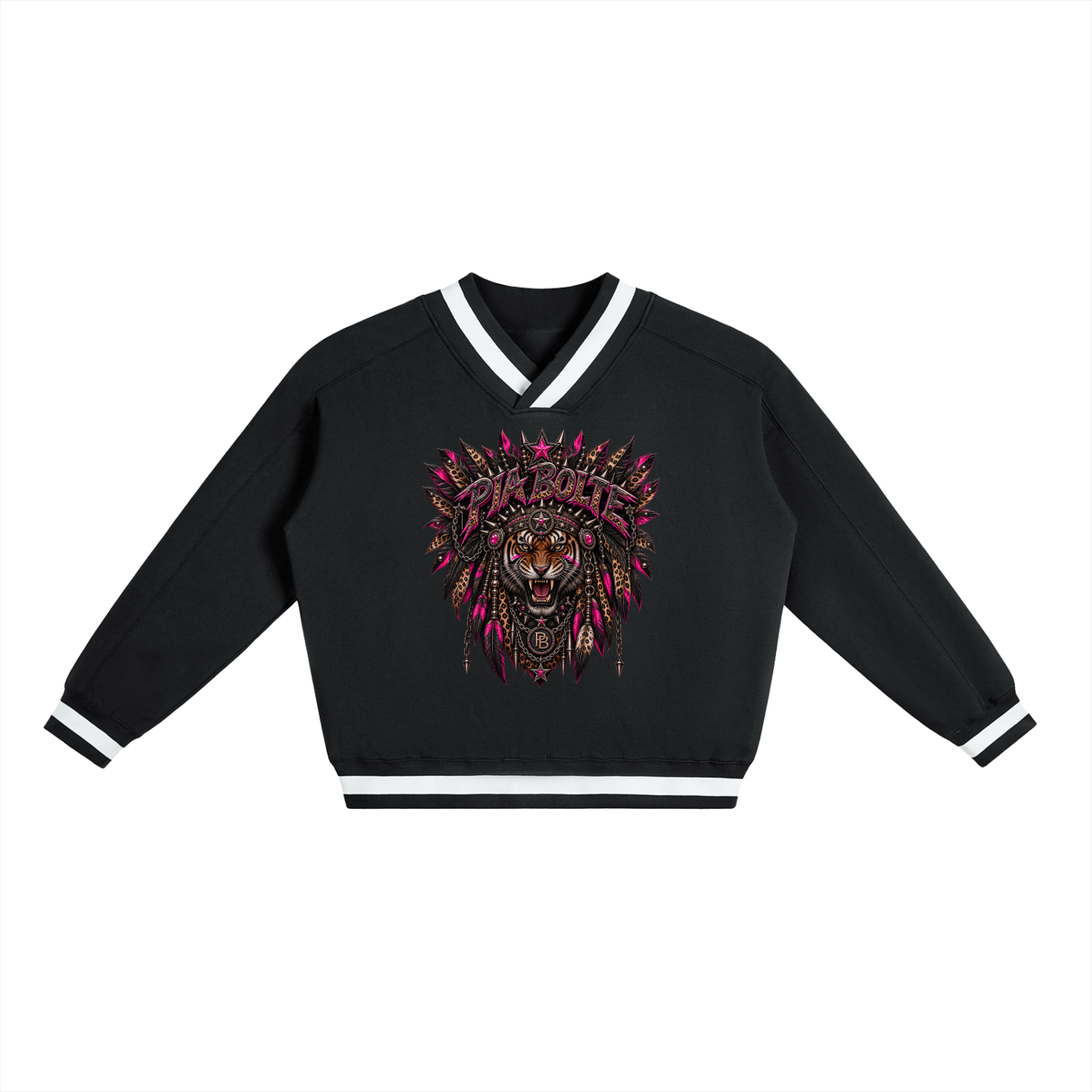 PIA BOLTE® WILD TIGER PINK V-NECK BOXY SWEATSHIRT