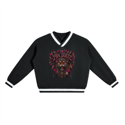 PIA BOLTE® WILD TIGER PINK V-NECK BOXY SWEATSHIRT