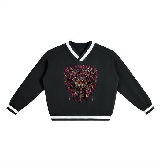 PIA BOLTE® WILD TIGER PINK V-NECK BOXY SWEATSHIRT