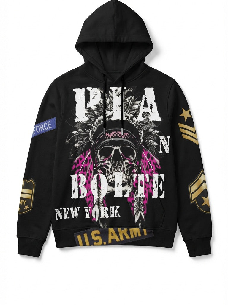 Hoodie black Skull Indian Army