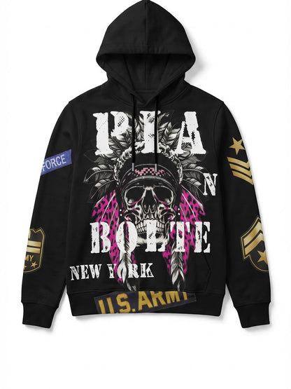 Hoodie black Skull Indian Army