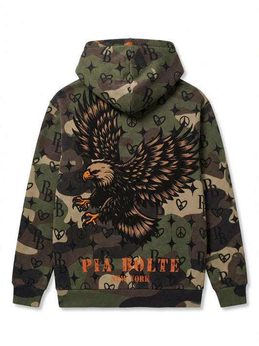 PIA BOLTE® Hoodie – CAMOUFLAGE EAGLE unisex - PIA BOLTE® COUTURE