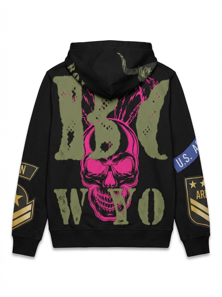 Hoodie black Skull Indian Army