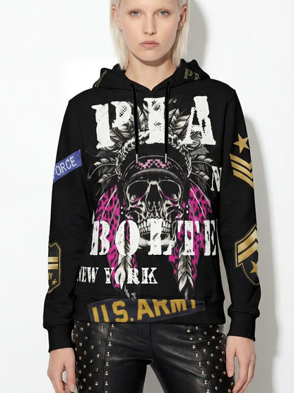 Hoodie black Skull Indian Army