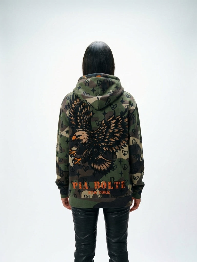 PIA BOLTE® Hoodie – CAMOUFLAGE EAGLE unisex - PIA BOLTE® COUTURE